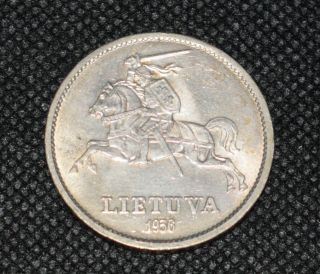 Lithuania 10 Litu 1936 - Vytautas,  rare silver.  750 coin 2