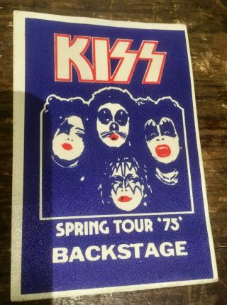 Vintage 1975 Rare Kiss Backstage Pass Satin Cloth Usa