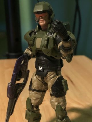 Mcfarlane Halo 3 Reach Video Game Action Figure UNSC Marine Green Carbine Rare 4