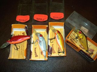 4 Rare Bomber Smilin Minnow Fishing Lures With Boxes