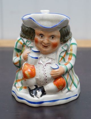 VERY RARE STAFFORDSHIRE PEARL WARE TOBY JUG TYPICALLY MODELLED DRINKING ALE MILK 2