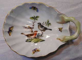 Vintage Antique Rare Herend Hungary Rothschild Bird Shell Serving Dish Bowl