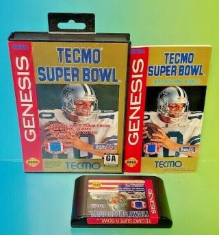 Tecmo Bowl Football Game - Sega Genesis Box Rare 1 Owner Complete