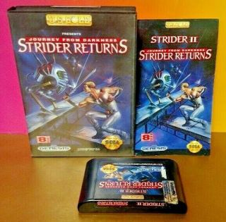 Strider Returns Journey From Darkness - Sega Genesis Complete Box Rare 8 Meg