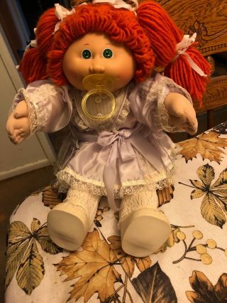 Coleco 1982 Cabbage Patch Doll Pacifier Mouth Red Hair Green Eyes Rare