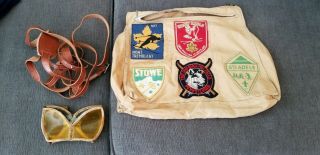 1940s Ski Goggles Bag And Rare Patches Alpine