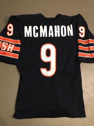 Rare Vintage 1980s Chicago Bears Jim Mcmahon 9 Sand Knit Mesh Jersey Youth Small