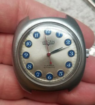 Rare Dial Vulcain Watch 17 Jewels Automatic Vitage H.  55 102