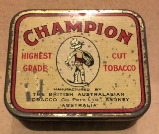 Small Champion Tobacco Tin 1oz British Australasian Tobacco Co Melbourne Rare