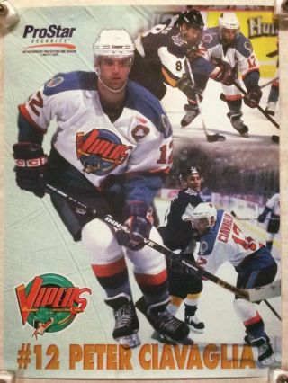 Rare Detroit Vipers Peter Ciavaglia Poster All Time Leading Scorer.  Hard To Find