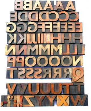 Letterpress Wood 1 5/8 " Gill Sans Alphabet 75pcs Wonderful Rare Typeface