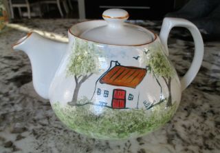 Rare Vtg Mullaghmeen Hand Made Cottage Design Teapot Ireland