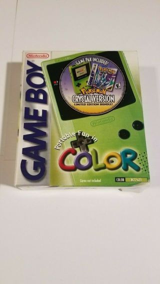 Nintendo Game Boy Color Kiwi Edition ☆ Rare ☆ Pokemon Crystal Bundle ☆
