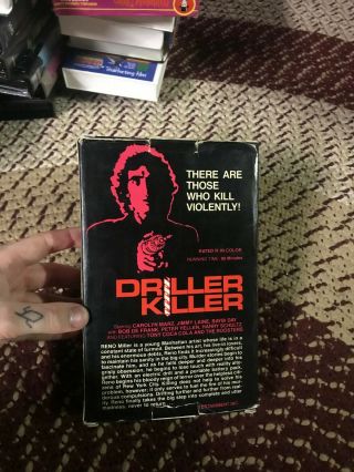 DRILLER KILLER HORROR SOV SLASHER RARE OOP VHS BIG BOX SLIP 7