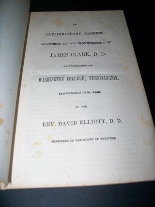 Rare 1850 James Clark Dd Address Pre Merger Washington & Jefferson College
