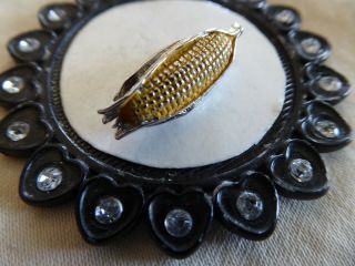 Vtg Sterling Rare Enameled Corn On The Cob Charm By Beau Great Detail 4 G 