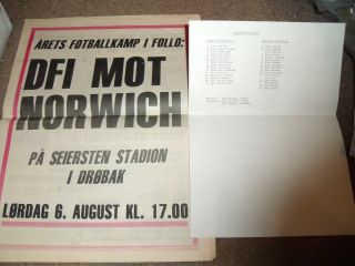 Rare Drobak / Frogn Il V Norwich City Friendly 6th August 1983 Programme & T/s