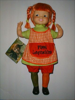 Vintage 1972 Horsman Pippi Longstocking Doll With Full Name Dress Rare