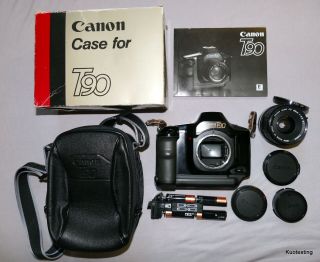 Canon T90 W/ Rare Ever Ready Case,  Fd 35mm F3.  5 S.  C.  Lens & Instructions.