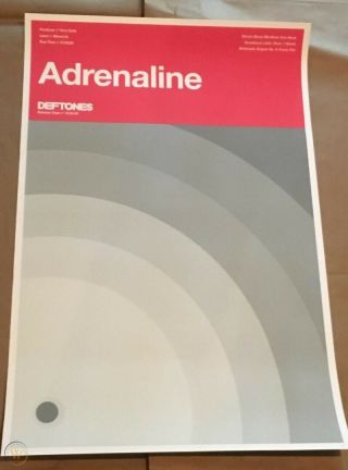 Deftones Adrenaline Serigraph 286 (poster Rare Lithograph) 24x36” Limited