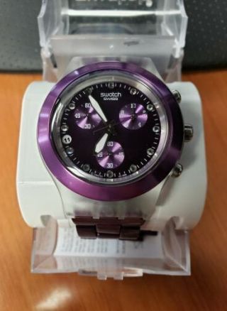 Swatch Irony Svck4048ag Full - Blooded Blueberry Purple Watch Very Rare Color