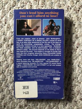 Vintage THE BORROWER Horror VHS Tape CANNON VIDEO 1991 - RARE OOP 2