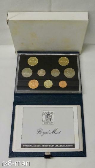 Rare 1989 Royal Blue Deluxe Proof Nine Coin Set Boxed,  C.  O.  A.