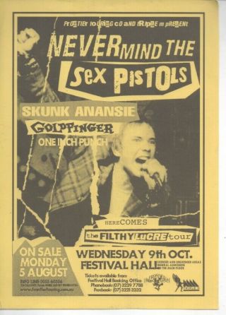 The Sex Pistols Rare 1980 Aust Only 7 " Oop P/c Single,  Gig Handbill " Stepping "