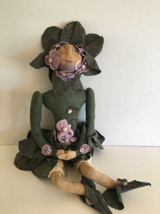 Rare Joe Spencer Gathered Traditions Garden Fairy Sprite Doll Pansy Or Violet