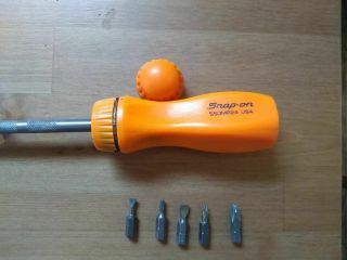 RARE Snap - on SSDMR24 Orange Extra Long Ratcheting Magnetic Screwdriver 24 