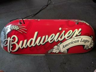 RARE BIG BUDWEISER RED POOL TABLE LIGHT ANHEUSER BUSCH BEER LAMP SIGN 3