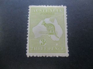 Kangaroo Stamps: 3d Olive 3rd Watermark - Rare (g261)