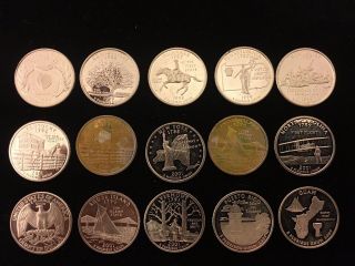 15 Rare Dates 90 Silver Proof Washington Quarters Cameo 1999 2001 2009 1993 - S