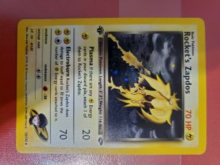Rocket’s Zapdos Holo Rare 1st Edition Gym Challenge Pokemon Card