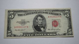 $5 1953 Red Seal Bank Note Bill Xf,  Silver Certificate Note Rare