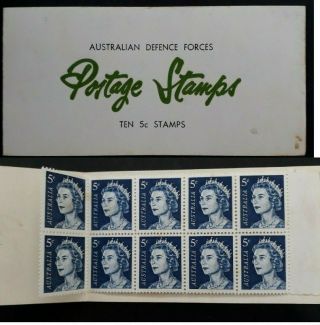 Rare 1967 - Australia Australian Defence Force Booklet With 10x5c Qe2 Stamps