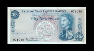 1969 Isle Of Man Qeii 50 Pence Rare ( (unc - Stain))