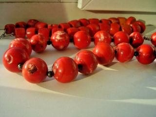 Old Rare Antique Vintage Natural Undyed Italy Coral Necklace Beads 377gr