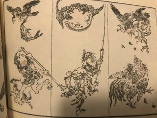 RARE Kyosai Idle Drawings Sketch Book Japanese Tattoo Art Yokai Tebori Irezumi 5
