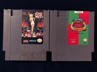2 Rare Nes Games.  Cool World And Attack Of The Killer Tomatoes