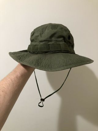 Vietnam Us Army Og - 107 Green Poplin Jungle Boonie Hat Sz 7 1/8 1968 Rare