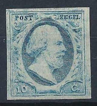 [2262] Netherlands 1852 Rare Stamp Very Fine Mh Value $700.  Light Blue