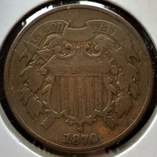 1870 Two Cent Piece 2c Better Grade Rare Date 11684