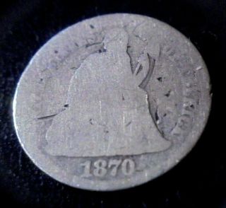 The Key Date 1870 S Seated Liberty Silver Dime 1/10 Dollar Rare Coin No Res