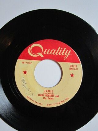 TERRY ROBERTS & DEANS - OH LONESOME ME - RARE 1958 QUALITY CANADA ROCKABILLY 45 2