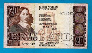 Rare 1st Issue South Africa P121a 20 Rand Fractional Prefix Sign Jongh 1978 Xf/a