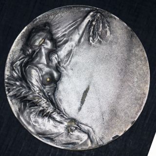 1900 - 1920 ca Huguenin Water Polo Sports Silvered Bronze Medal - RARE 2
