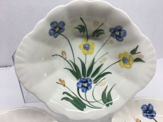 Rare Vintage Blue Ridge Pottery “Chickory” Fruit/ Salad/ Soup Bowl Set Of 3 2