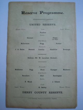 Rare 1904 1905 SHEFFIELD UNITED Reserves v DERBY COUNTY Res FOOTBALL PROGRAMME 3