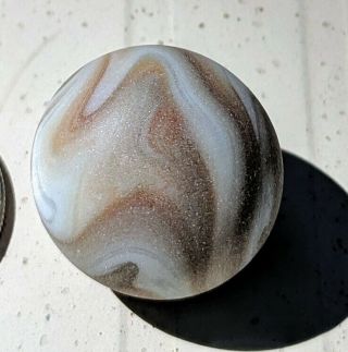 surf tumbled sea glass beach marble corkscrew brown white swirl RARE 2